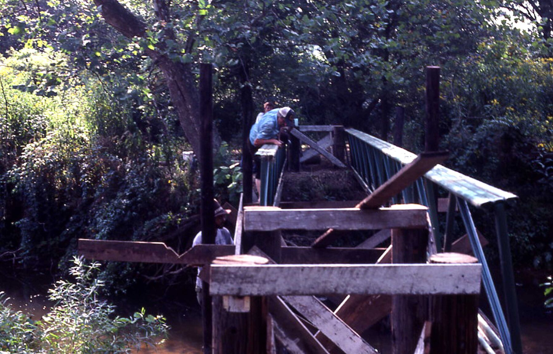 1983-08 Bridge construction view from E bank M Heasley F Zehr.jpg